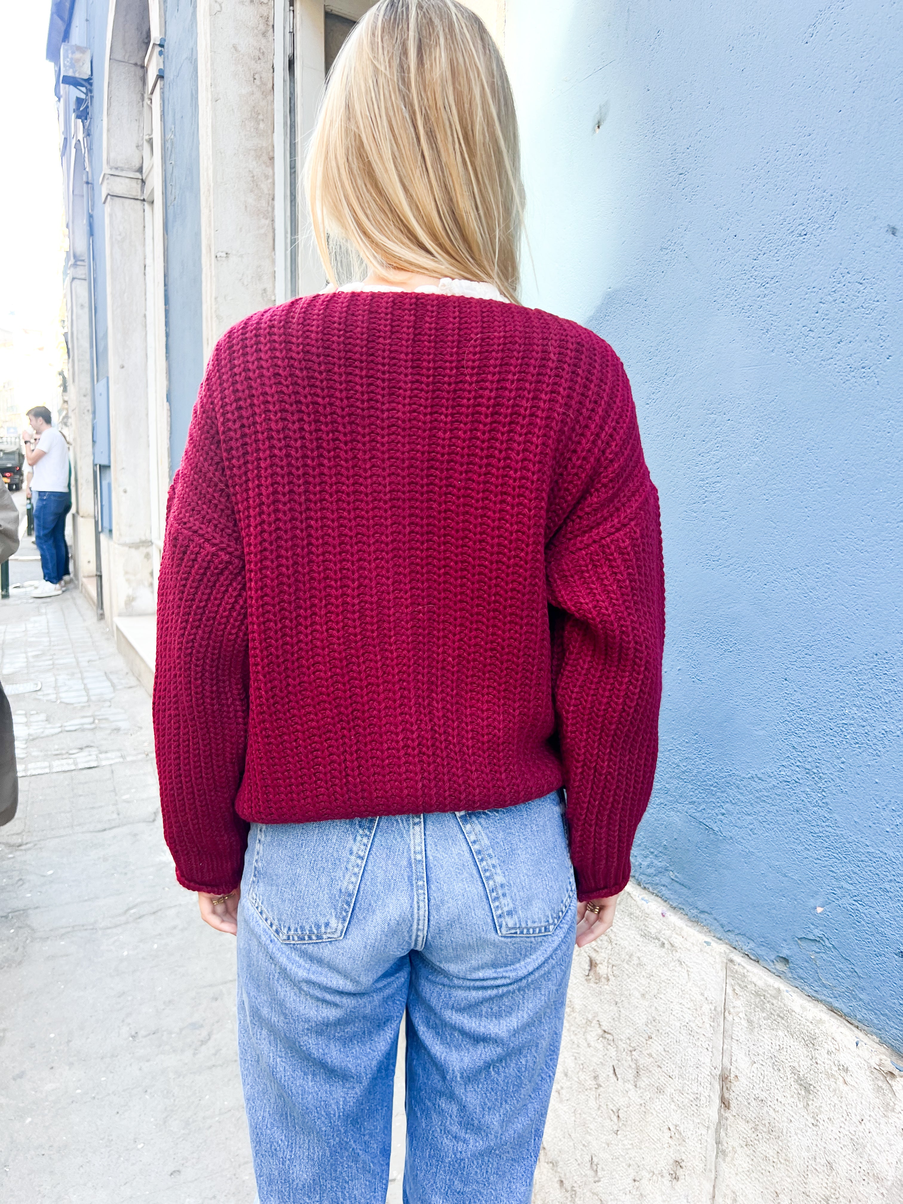 BORDEAUX THICK CARDIGAN