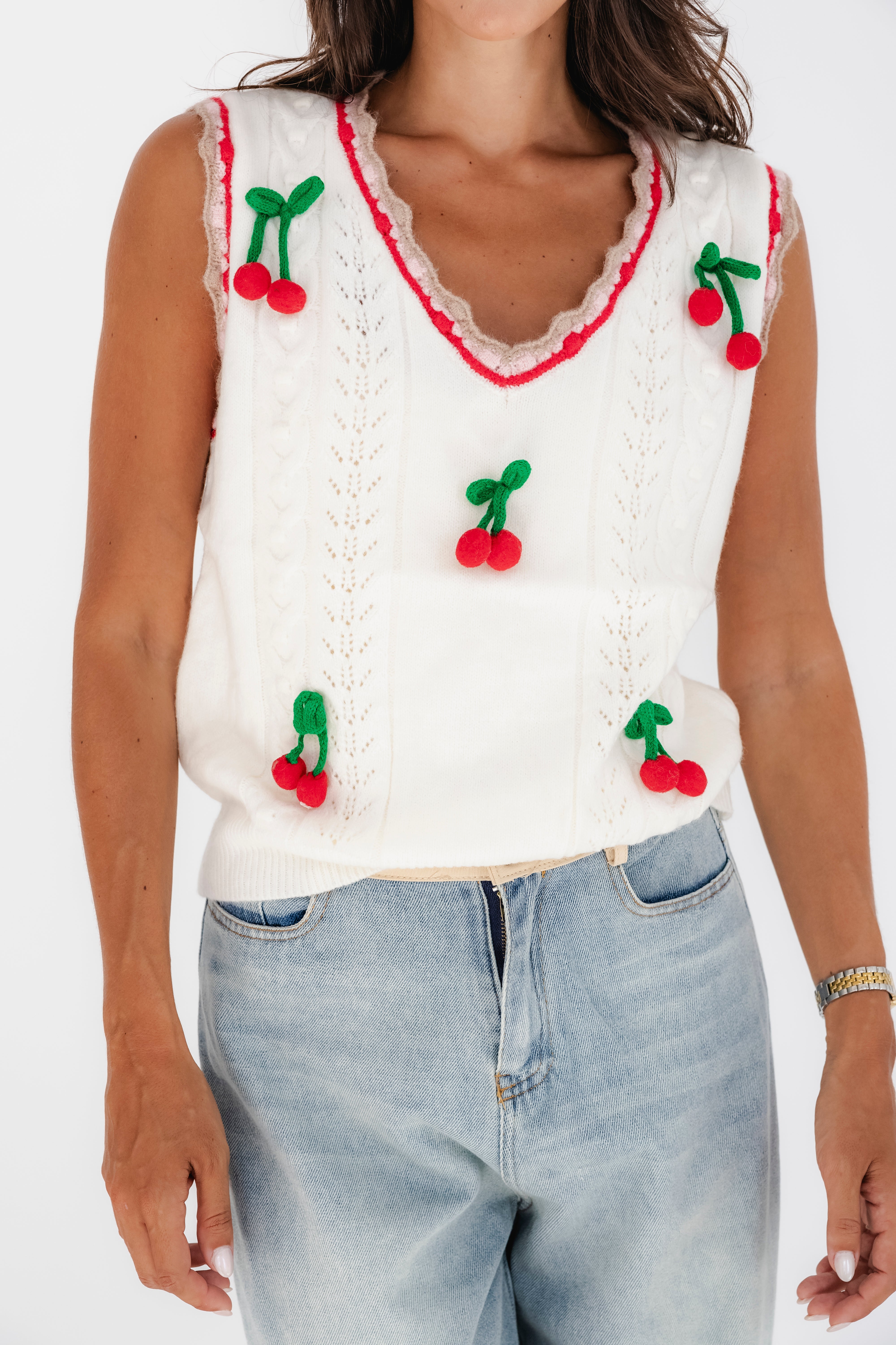 CHERRY KNIT VEST