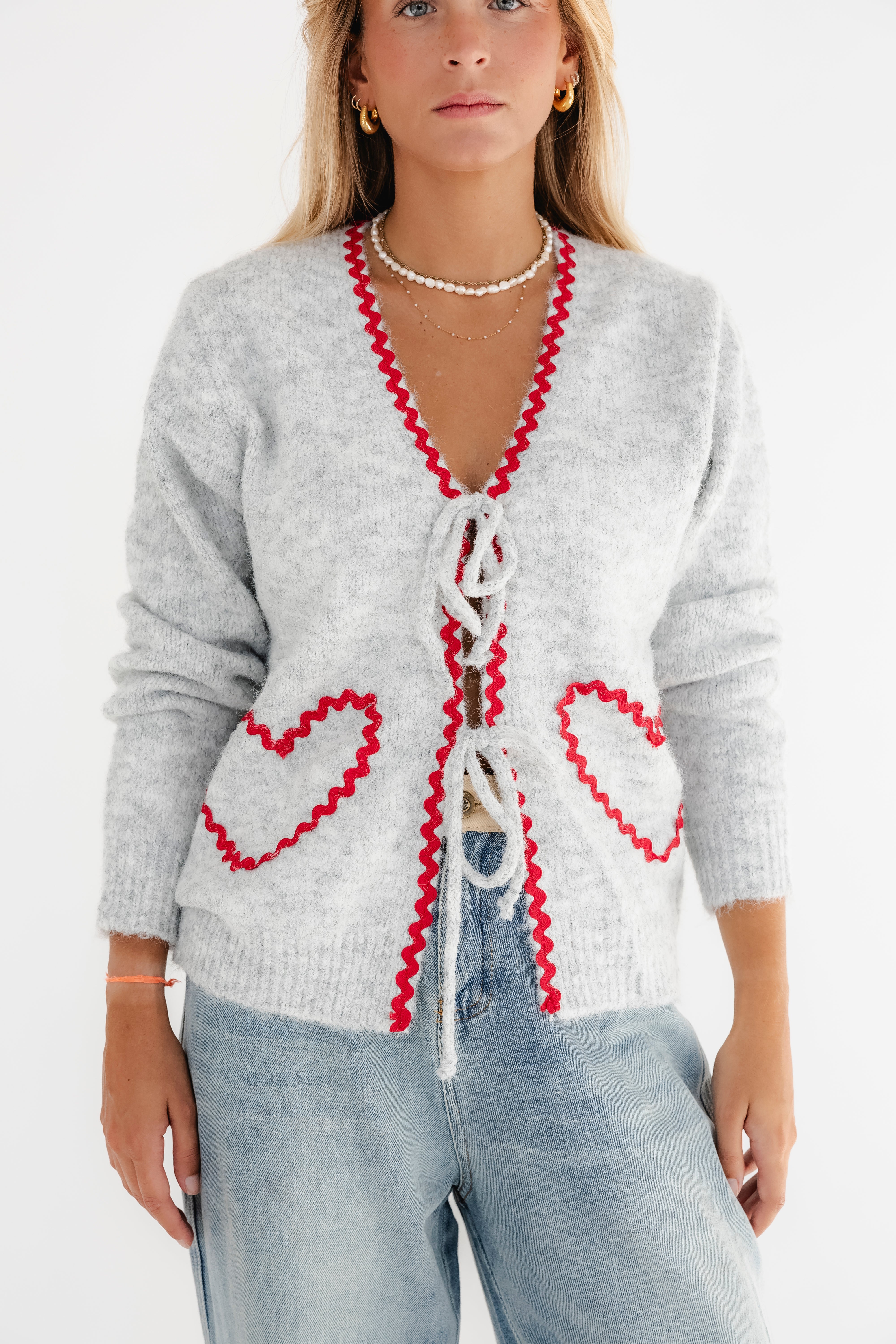 GREY HEARTS CARDIGAN