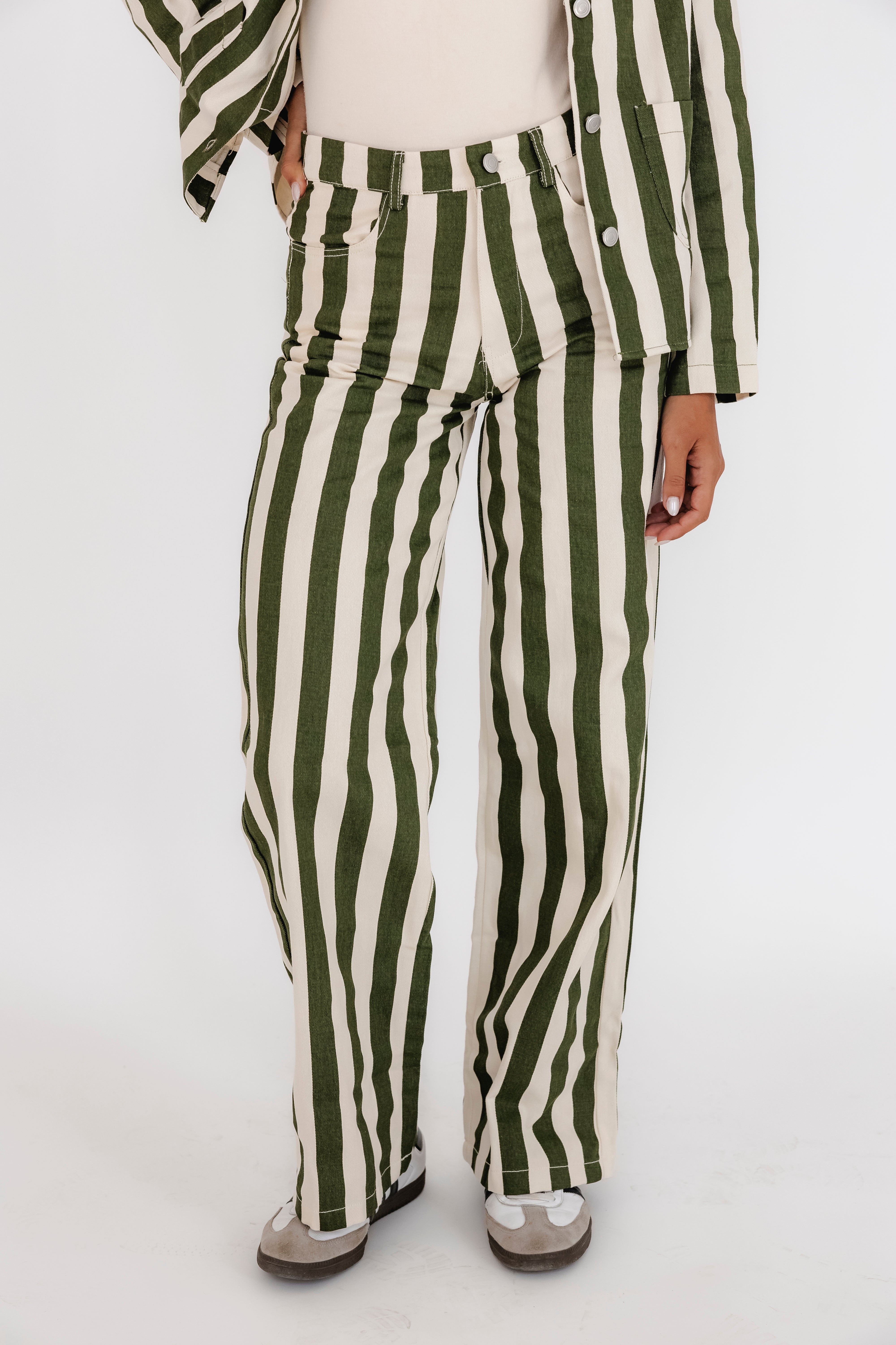 GREEN STRIPES DENIM JEANS