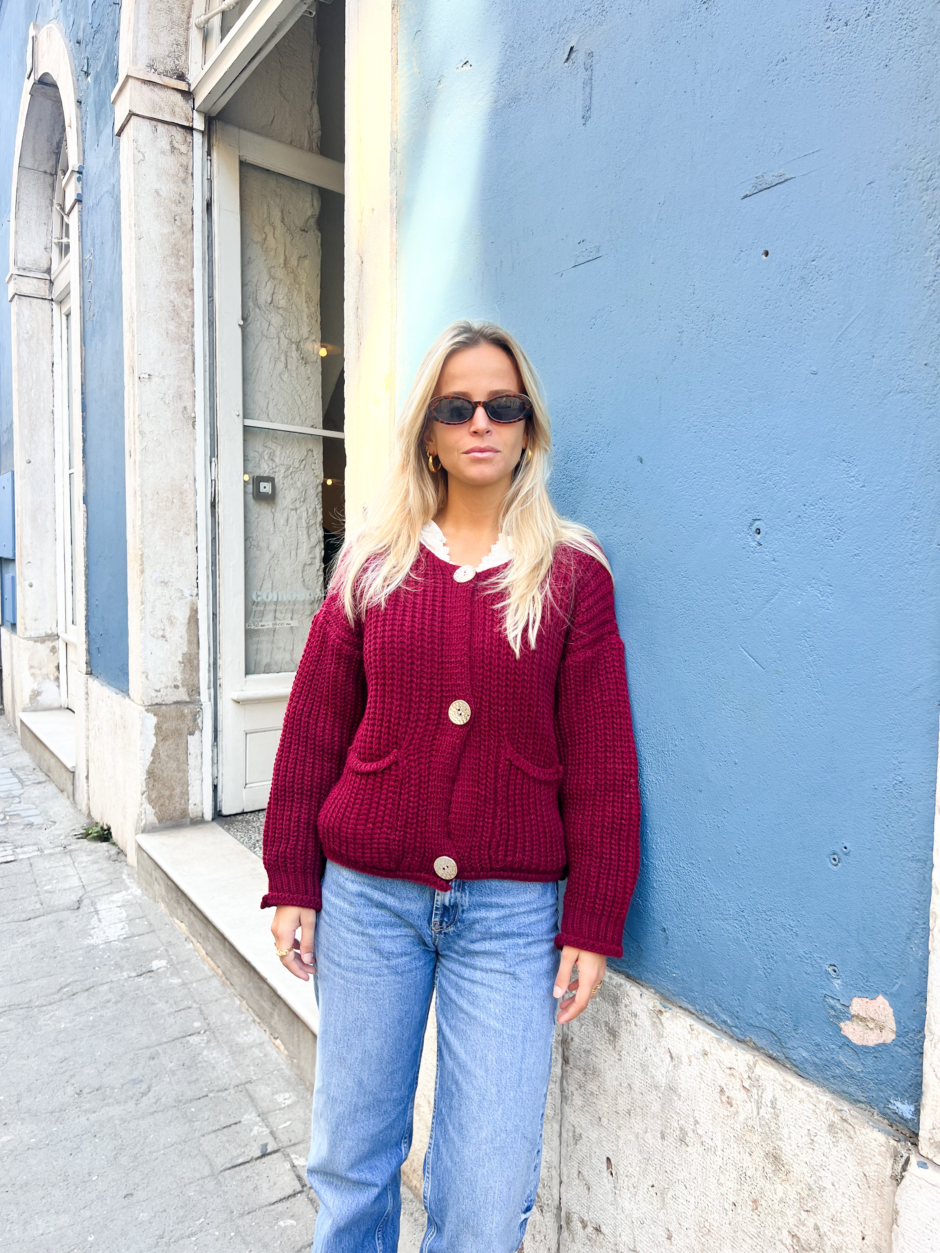 BORDEAUX THICK CARDIGAN